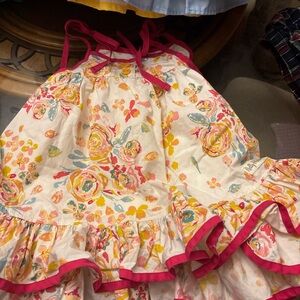 Floral Kids Dress with Pink Accents